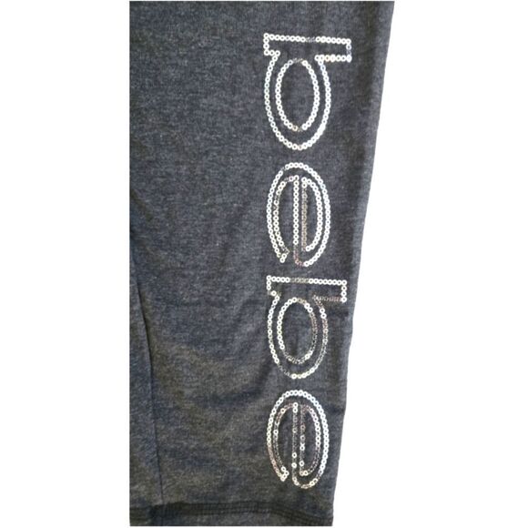 NWT BEBE SPORT CHARCOAL SEQUIN CHARCOAL LEGGINGS SZ.2X - Picture 3 of 6
